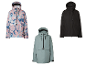 Vestes freeride femme CRIVIT : rose à motifs, bleu clair et noir.