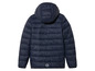 Une veste d'hiver bleu foncé à capuche.