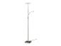 Un lampadaire argenté avec deux sources de lumière LED.