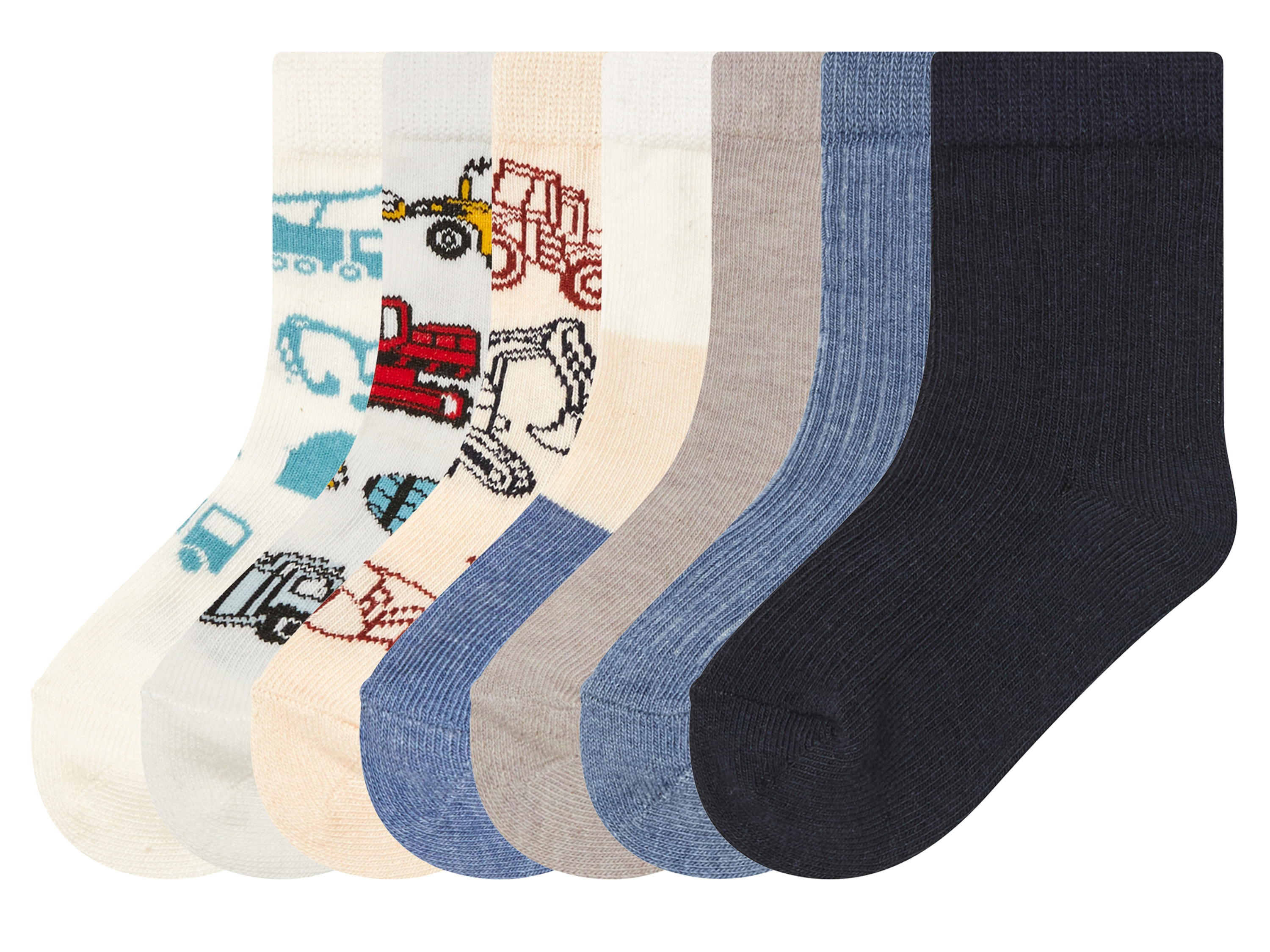 lupilu® Lot de 7 paires de chaussettes bébé (19-22, blanc/beige/bleu marine)