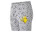 Bas de pyjama gris avec motif de balles et un personnage de dessin animé jaune.