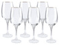 Six verres avec une bordure dorée, pour le vin ou l'eau.