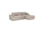 Canapé d'angle modulaire beige avec coussins, texture velours côtelé.