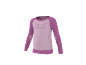 Haut de sport rose à manches longues avec des accents rose clair et des motifs texturés.