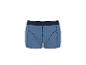 Caleçon boxer bleu avec coutures foncées et ceinture élastique.