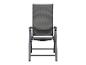 Chaise pliante de jardin en aluminium et textilène gris foncé.