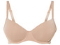 Un soutien-gorge beige avec des bretelles larges.
