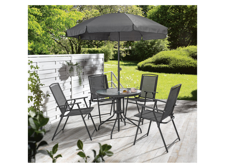 Aller en mode plein écran : LIVARNO home Ensemble chaises et table de jardin avec parasol, 6 pièces - Image 2