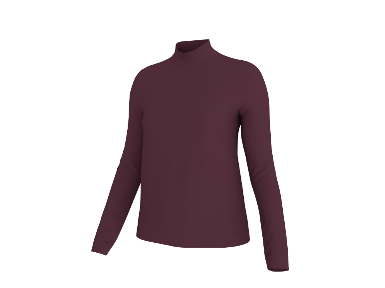 Sous-pull bordeaux à col montant et manches longues pour femme