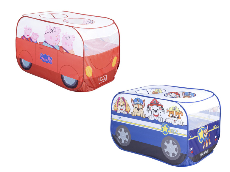 Deux tentes de jeu, une avec Peppa Pig et une avec la Pat' Patrouille.