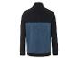 Sweat-shirt noir avec panneau frontal bleu.