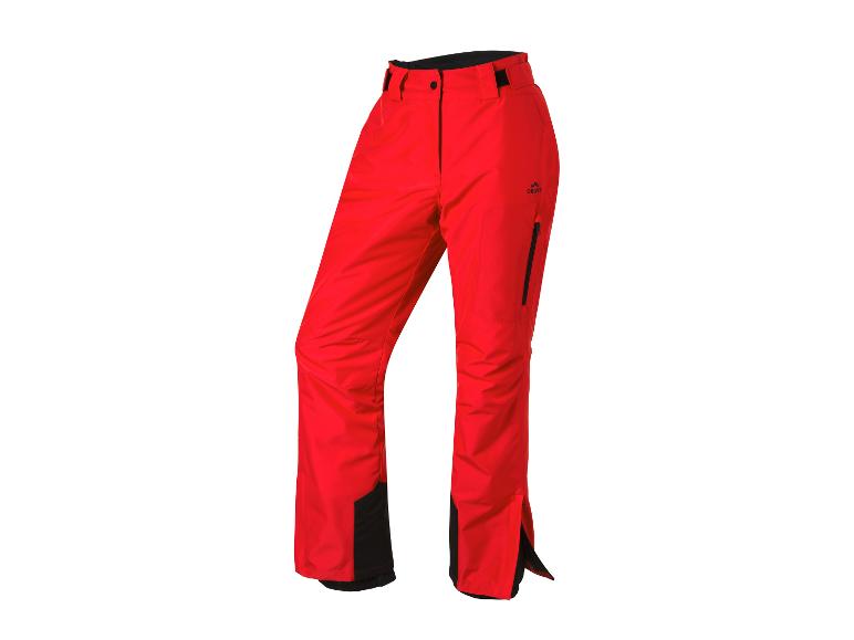 Pantalon de ski rouge avec des détails noirs et le logo Crivit sur la cuisse.