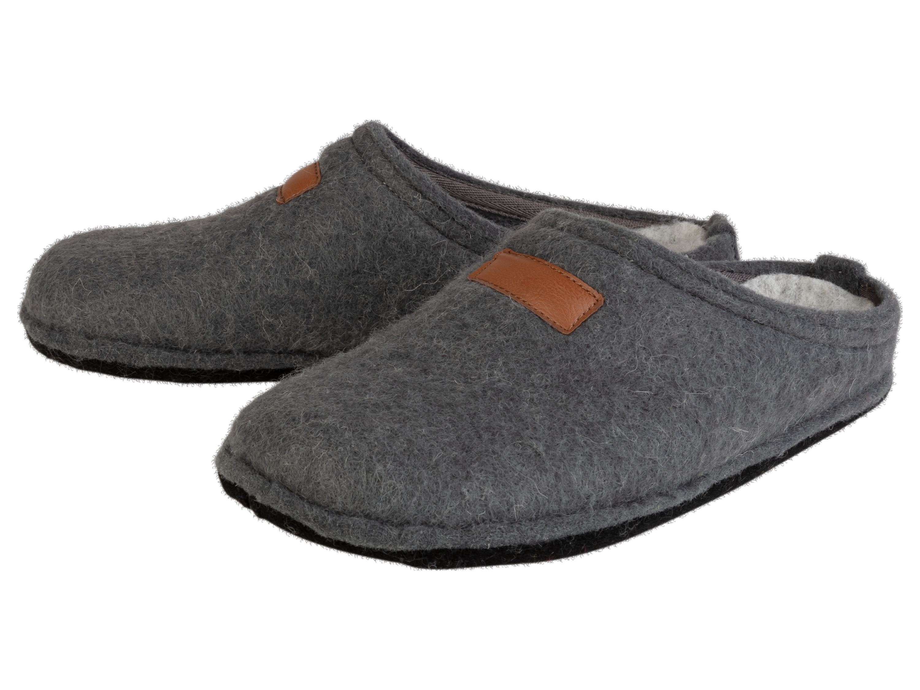 LIVERGY® Pantoufles en feutre homme (41, gris)