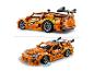 Voiture LEGO Technic Fast & Furious orange, vue latérale et avant avec fonctions de rotation.