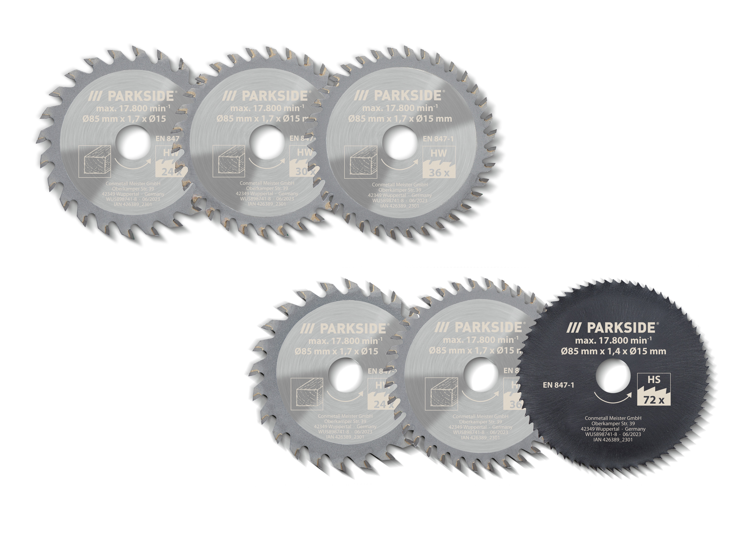 PARKSIDE® Lames de scie circulaire PHKSA 12, Ø 85 mm, 3 pièces