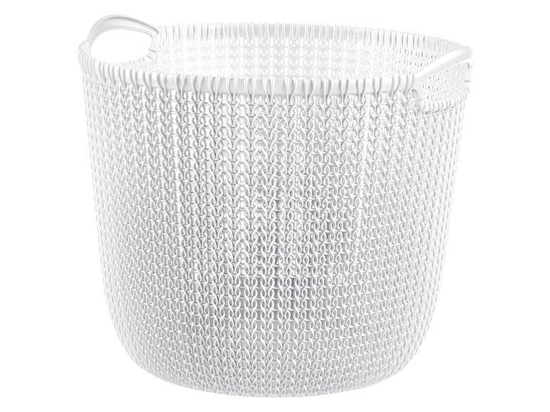 Un panier rond blanc avec des poignées