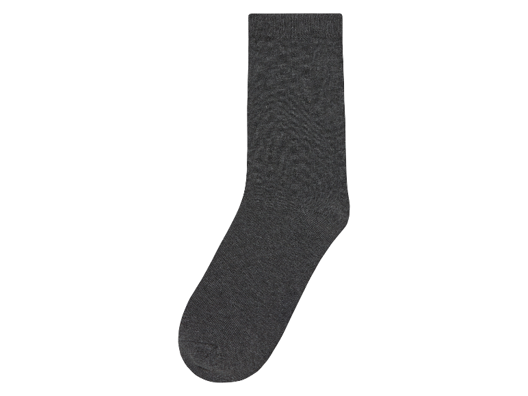 Une chaussette gris foncé sur fond blanc.