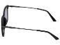 Lunettes de soleil noires avec verres foncés et fines branches métalliques, vue de côté.
