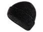 Un bonnet noir en tricot avec de la texture.