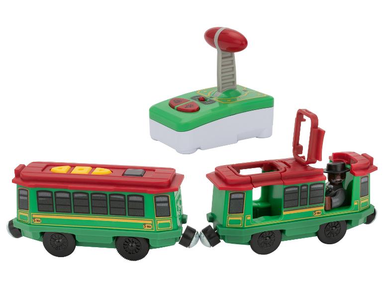 Train jouet vert et rouge avec télécommande