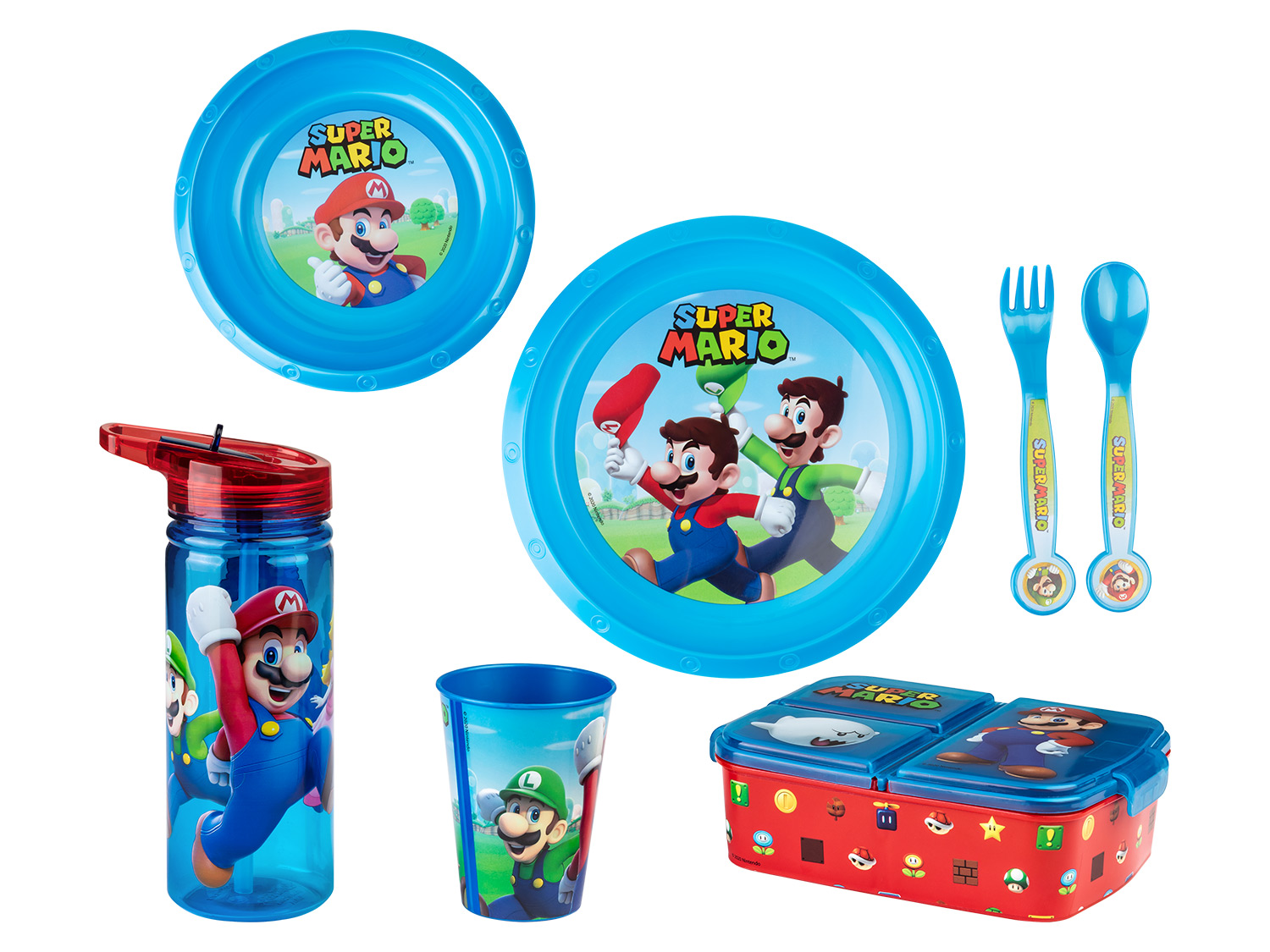 Nintendo Gourde Super Mario, boîte à sandwichs ou set de vaisselle