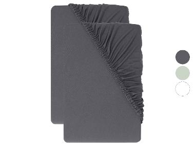 LIVARNO® Lot de 2 draps-housses en jersey, 90-100 x 200 cm
