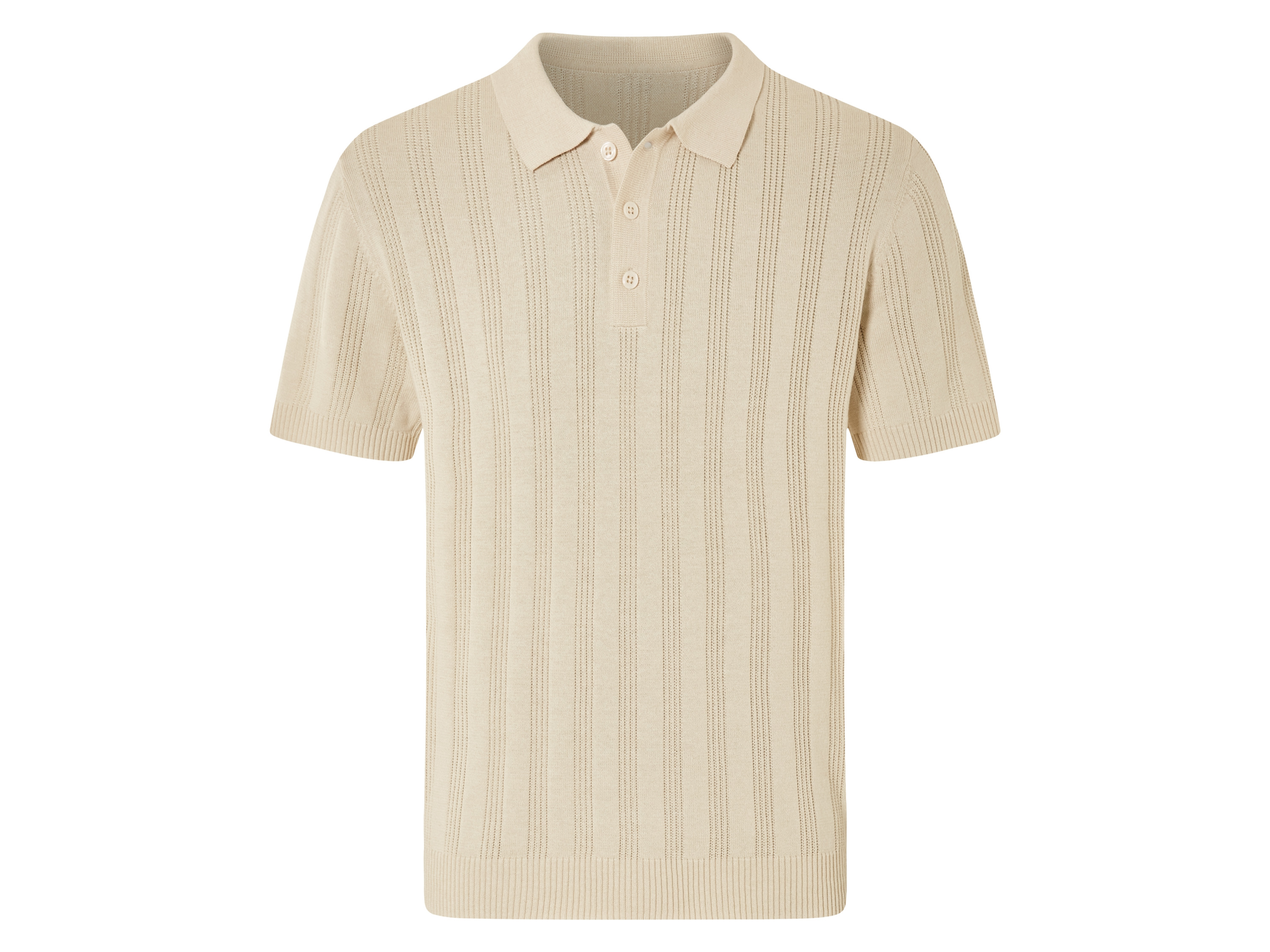 LIVERGY® Polo en maille fine homme (beige, L)