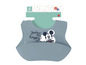 Un bavoir en silicone bleu avec Mickey Mouse et le texte 'You're my happy place'.