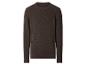 Pull en maille marron foncé avec manches raglan et col rond.