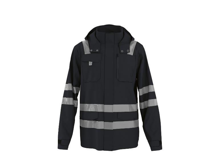 Veste bleu foncé avec bandes réfléchissantes et capuche