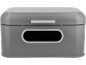 Boîte à pain en métal gris avec une petite fenêtre