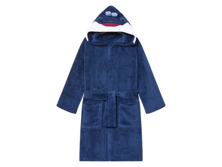 Une robe de chambre bleue avec une capuche en forme d'orque.