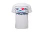 T-shirt blanc avec impression tropicale.