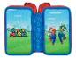 Double trousse Super Mario avec fermeture éclair, bleu et rouge.
