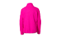 Vue arrière d'une veste polaire rose vif avec un col montant.