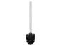 Brosse de toilette noire avec manche en métal.