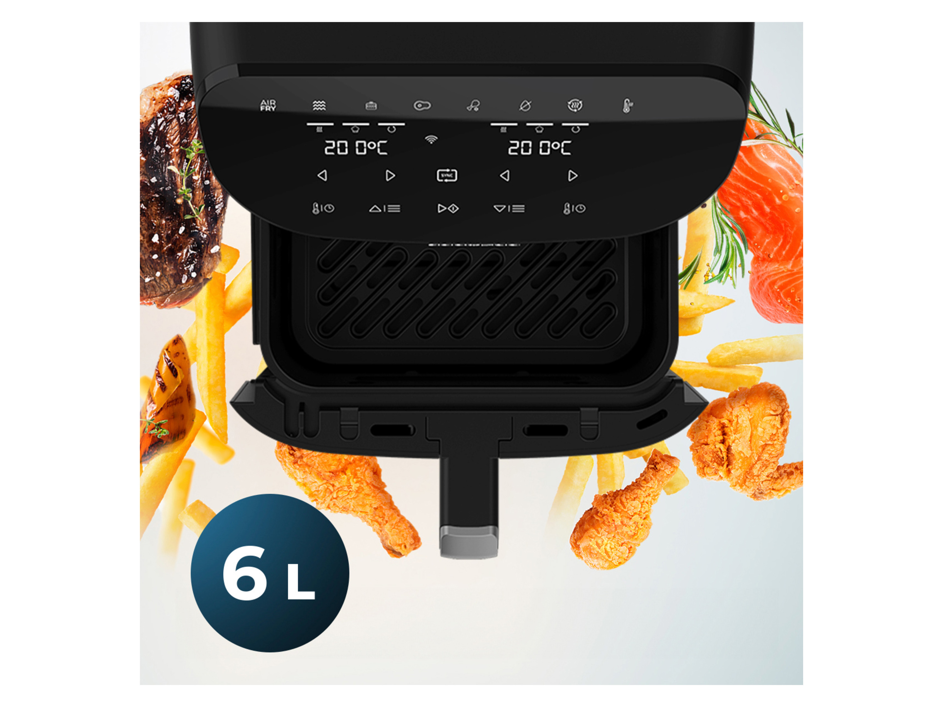 Friteuse À Air Cecotec Cecofry FoodCourt 11000 Connected C – 11L, 1850W, 8 Modes - vue 6
