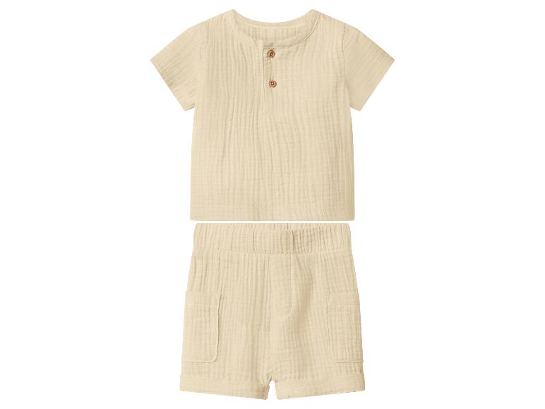 Ensemble enfant beige avec chemise à manches courtes et short à poches