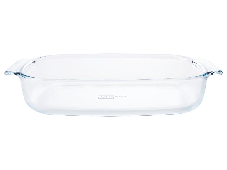 Plat à four Pyrex rectangulaire en verre.
