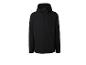 Veste softshell noire pour homme avec capuche et fermeture éclair.