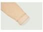 Une manche de veste beige avec une texture de fourrure.