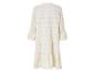 Robe longue blanche à imprimé géométrique beige.