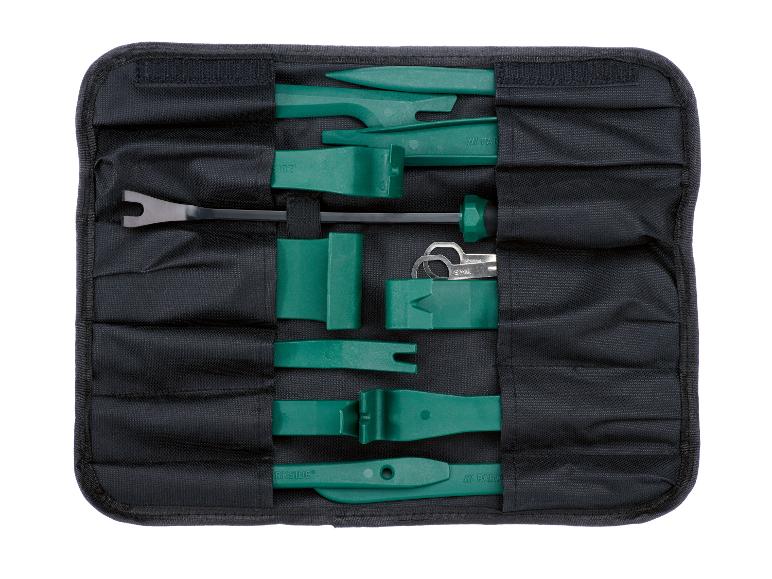 Kit d'outils Parkside pour le démontage de garnitures de voiture dans une pochette noire.
