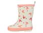 Bottes de pluie blanches avec des papillons roses et des pois.