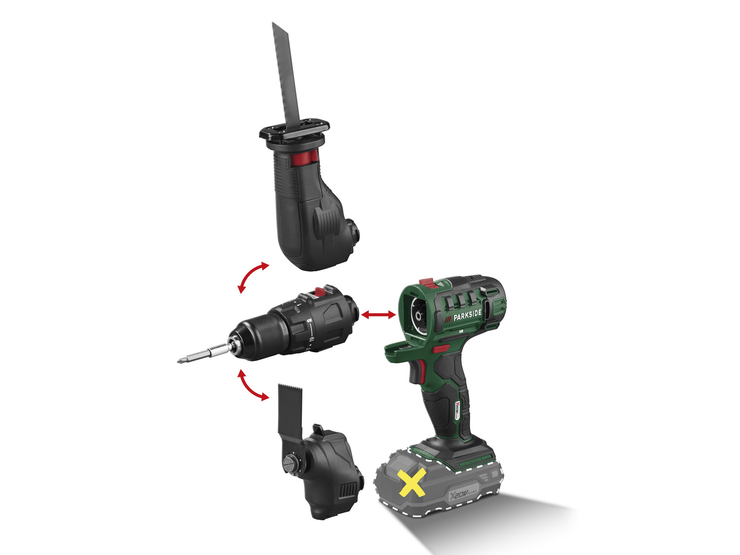 Appareil Combiné 3 En 1 Sans Fil Parkside X 20V Team - Neuf, Multifonctions, Vert