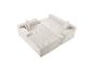 Canapé modulaire en velours côtelé crème avec coussins, vue de dessus.