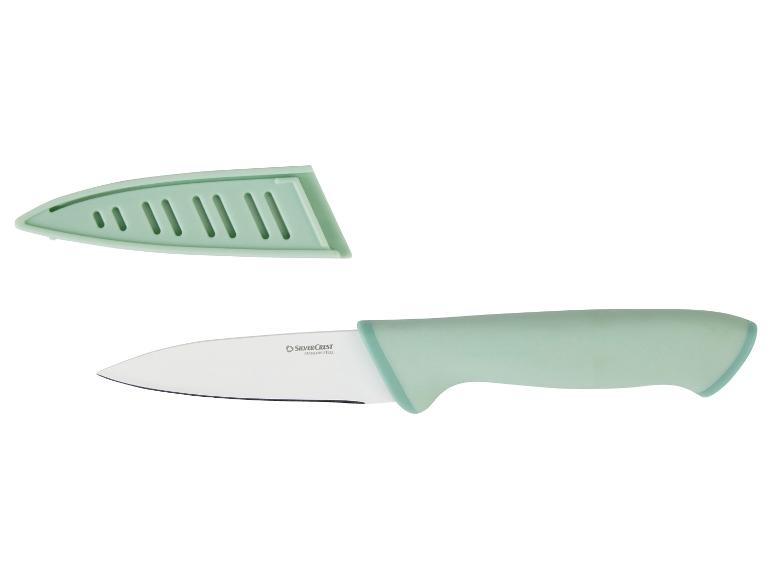 Couteau Silvercrest avec lame en céramique et manche vert clair.