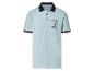 Polo bleu clair pour homme avec col et manches noirs, motif « SAILING VOYAGER ».
