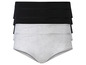 Trois paires de culottes grises avec des bordures noires.