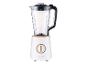 Blender SilverCrest blanc avec détails en bois.